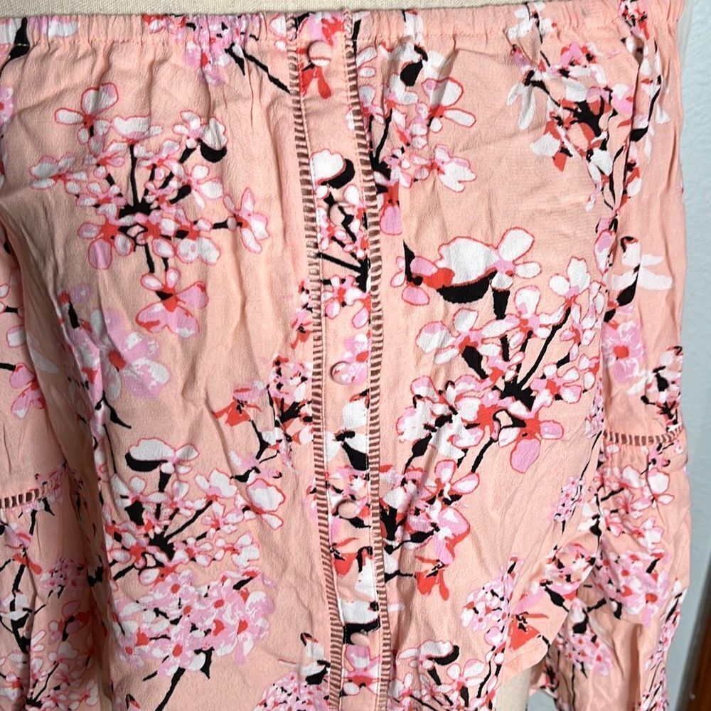 Cupcakes And Cashmere Cherry Blossom Off Shoulder Blouse Crop Top Trim Size Extr - Picture 4 of 11